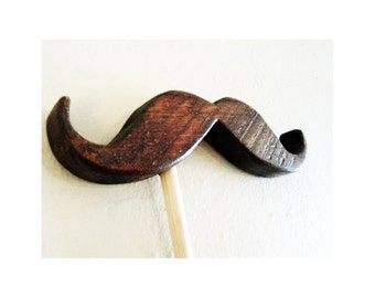 Wood Handlebar Mustache Photo Booth Prop - Weddings/ Parties