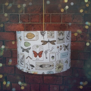 Botanically Inspired Fabric Covered  Lampshade. 19cm up to 45cm.