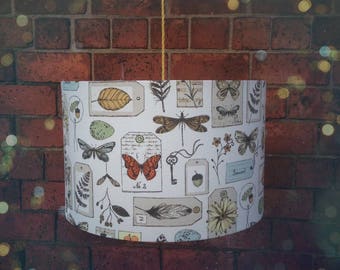 Botanically Inspired Fabric Covered  Lampshade. 19cm up to 45cm.