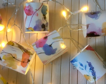 PLUG IN Fairy lights-Watercolour style Flowers- Handmade