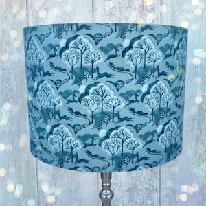 Deers in the Trees Fabric covered lampshade 15cm diameter up to 35cm diameter .