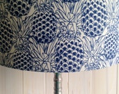 15cm Hand Made lamp shade - Covered with Japanese Fabric- Pineapples in Navy Blue.Last one!