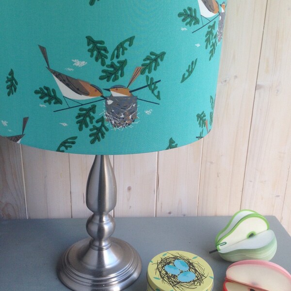 Charley Harper Nesting Birds fabric covered Lampshade