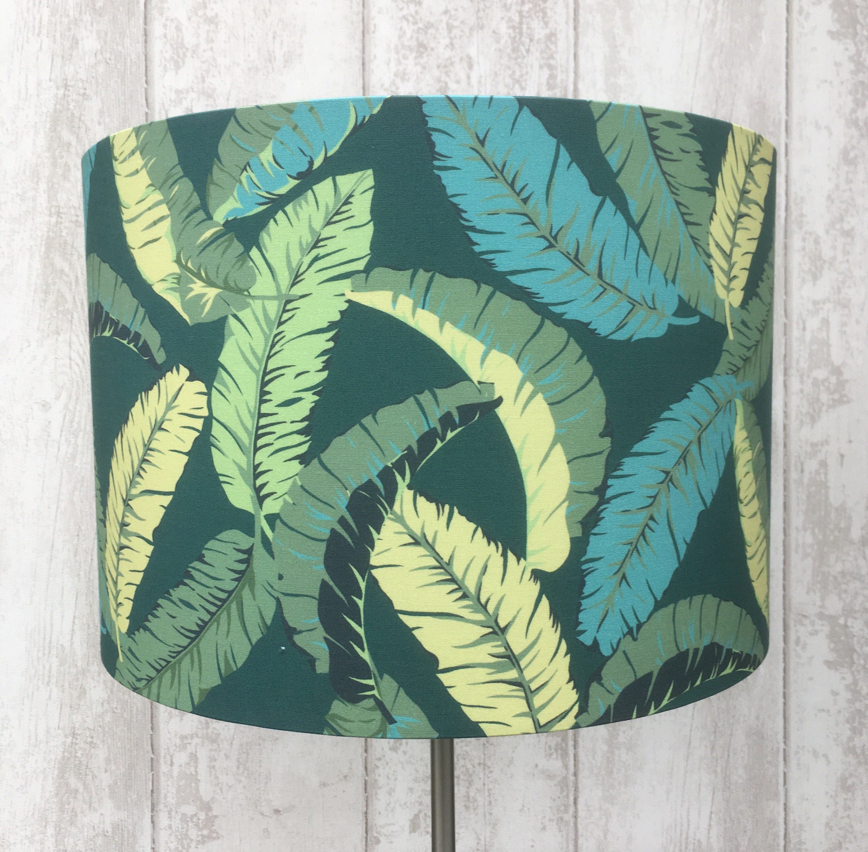 Tropical Banana Leaves Fabric Covered Lamp Shade 15cm Diamer Up To Tropical Banana Leaves Fabric Covered Lamp Shade 15cm Diamer Up To 45cm Diameter Siz