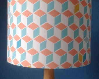 Scandinavian Geometric Squares Fabric Covered Lampshade