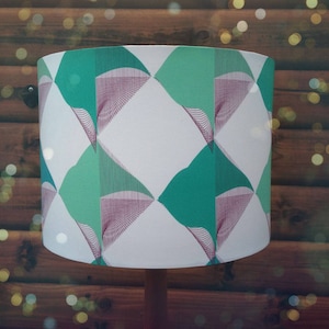 Drum Lampshade,Angel Fish Inspired- Japanese Fabric Covered Lampshade.
