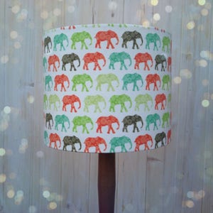 Colourful Elephant Parade Fabric Covered Lampshade