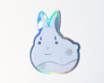 Holographic Snow Bunny Sticker