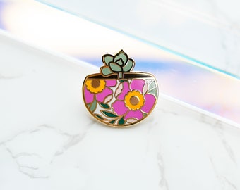 Succulent in Floral Pot Enamel Pin