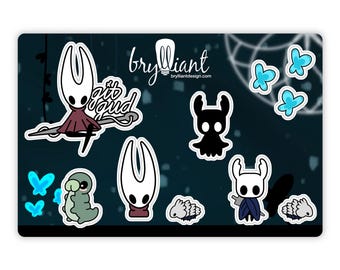 Hollow Knight Sticker Sheet - Hornet, Bug Knight, Shade, and NPCs - tiktik, grub & butterflies