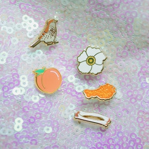 Atlanta Georgia Mini Pin Set - Cherokee Rose, Brown Thrasher, Peach and Chicken Wings