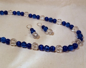 Blue Cats Eye Bead Necklace & Earrings Set