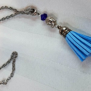 Buddha Head Tassel Pendant on Silver Chain Necklace