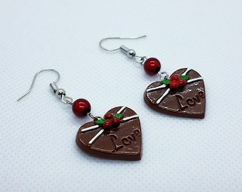 Chocolate Candy Love Heart Earrings
