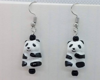 Black & White Panda Bear Earrings