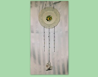 Plate and Tea Cup Embellished with Swarovski Crystals Wall Art