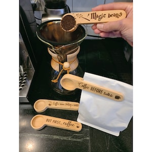 Coffee Scoop Clip Measuring Spoon Wood