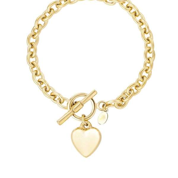 Heart bracelet,heart toggle bracelet,puffy heart bracelet,puffy heart toggle clasp bracelet,t bar bracelet,heart pendant bracelet