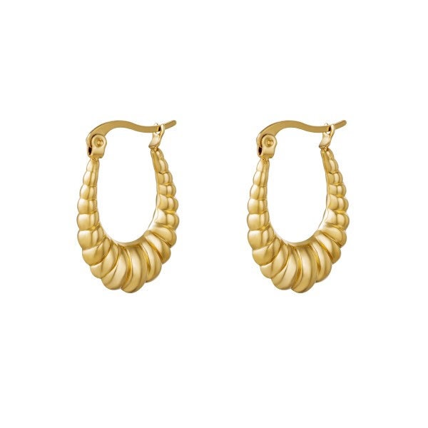 Gold Croissant Hoops18k Gold Plated Earringsmedium Hoop - Etsy