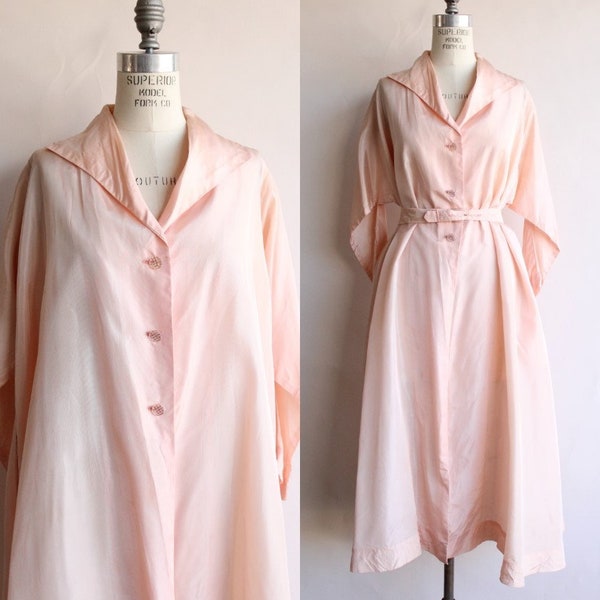 Vintage 1960s Coat with Belt, Pink Full Length Jacket