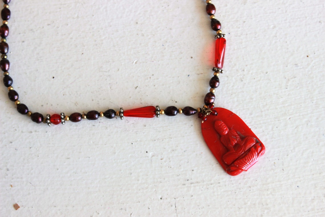 Red string buddha necklace Clearance