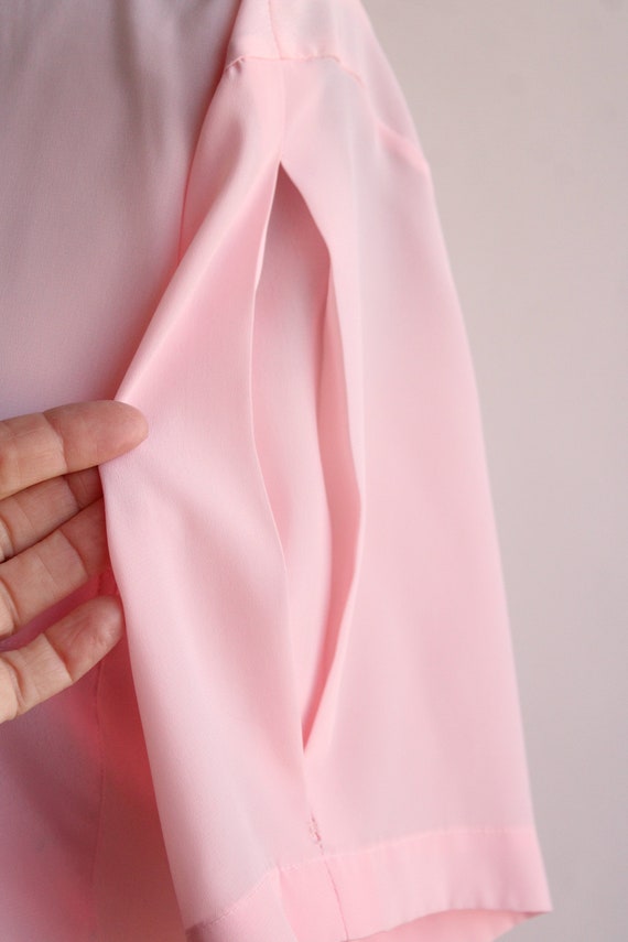 Vintage 1980s Blouse, Pink Dagger Collar with Poc… - image 9