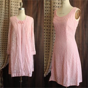 Vintage 1960s Dress and Jacket, Lilli Diamond Pink Lace Designer Frock