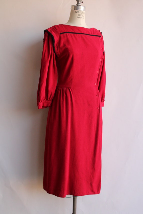Vintage 1980s Dress, Joanie Char Red Silk Shirtwa… - image 6
