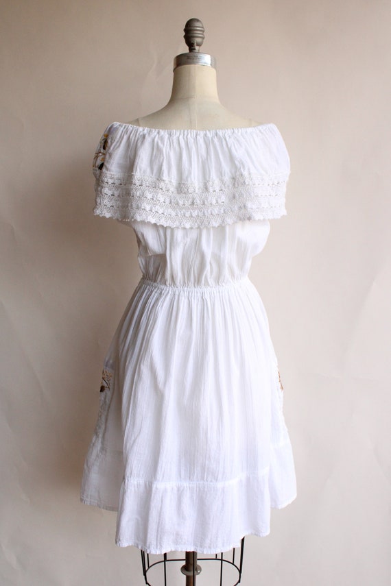 Vintage 1970s 1980s Dress, White Cotton Embroider… - image 8