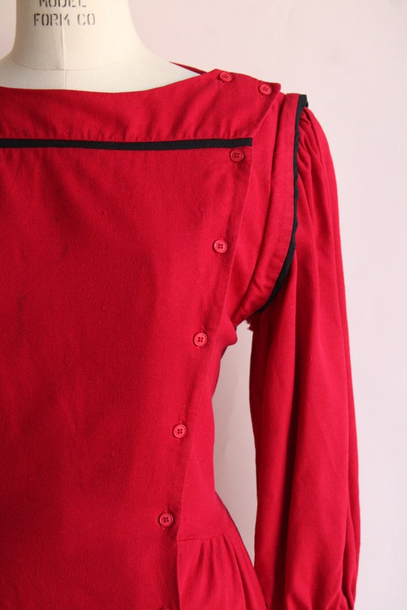 Vintage 1980s Dress, Joanie Char Red Silk Shirtwa… - image 3