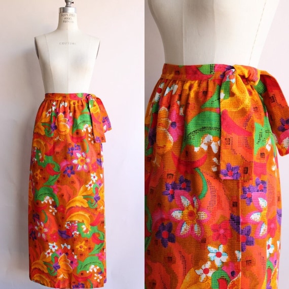 Vintage 1960s Skirt, Beverly Vogue Wrap Maxi Skir… - image 1