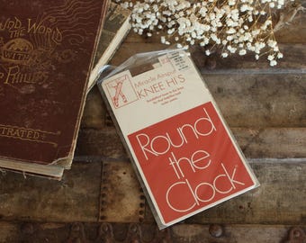 Vintage 1970s 1980s Knee High Stockings, One Pair New NOS  Round The Clock Beige One Size, Miracle Airspun