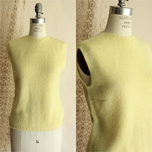 Vintage 1960-tals tröjväst, Classic Creations gul stickad, dragkedja bak
