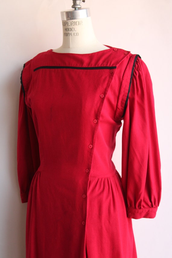 Vintage 1980s Dress, Joanie Char Red Silk Shirtwa… - image 8