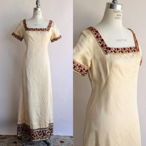 Vintage 1960s Dress / Emma Domb Ivory Champagne Go