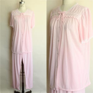 Conjunto de pijama vintage rosa de los años 2000, pantalón y top Adonna, ropa de estar por casa, Y2K