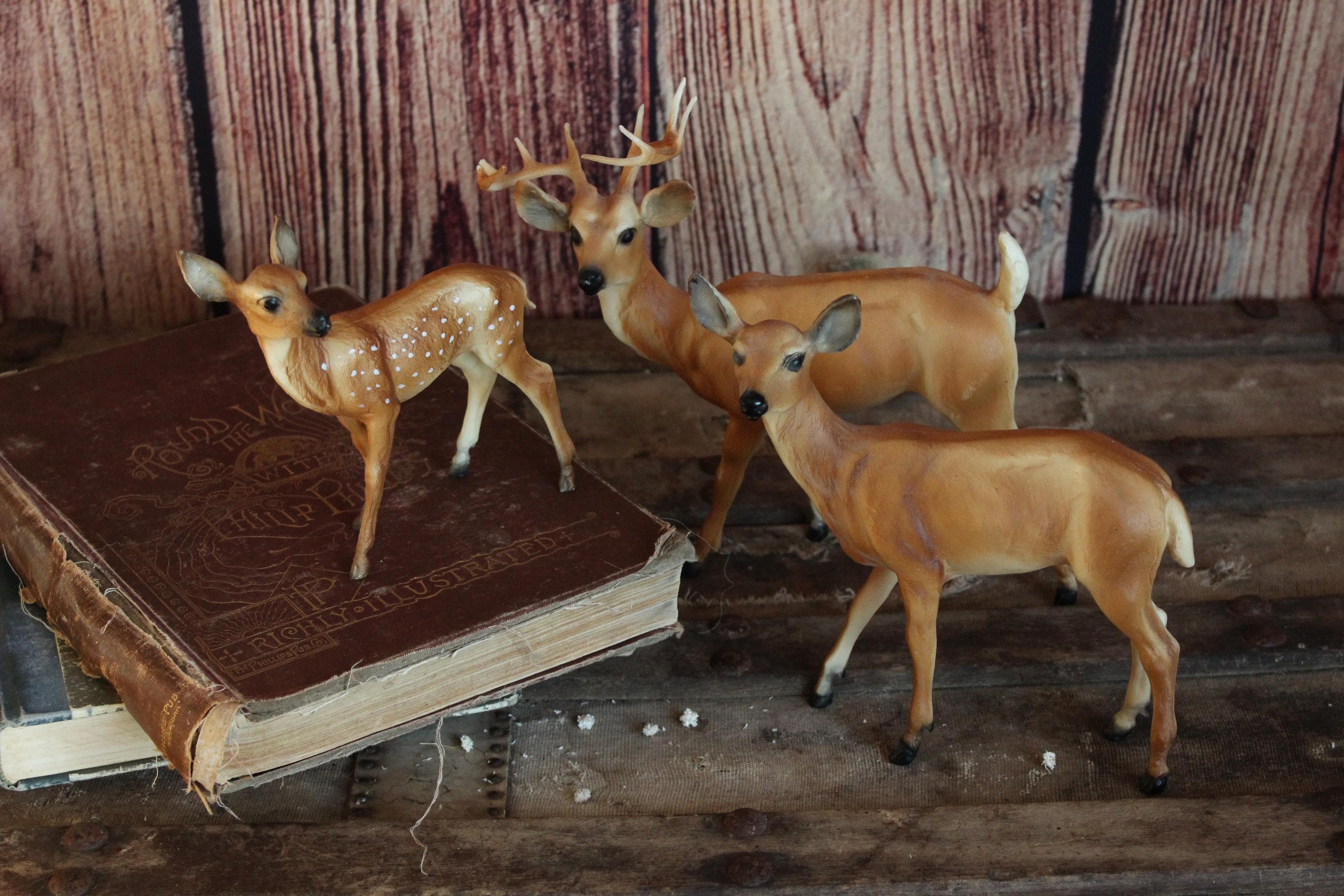 Vintage 1970s Breyer Deer Family, Buck Doe Fawn, Model #3123