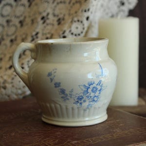 Vintage Antique Brush Holder, Homer Laughlin 1880s Blue and White Transferware, Victorian
