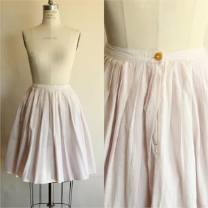 Vintage 1950s Skirt, Fritzi Of CA Purple Gingham Full Circle Skirt, Lavender and White Cotton Pleated