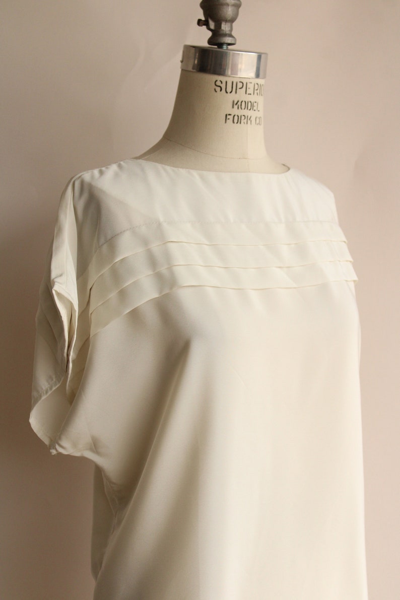 Vintage 1980s Blouse, NWT Kaki Roberts Winter White Shirt, Size Medium image 4