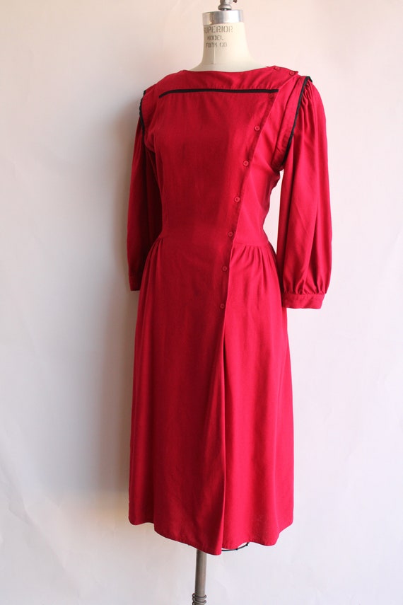 Vintage 1980s Dress, Joanie Char Red Silk Shirtwa… - image 7