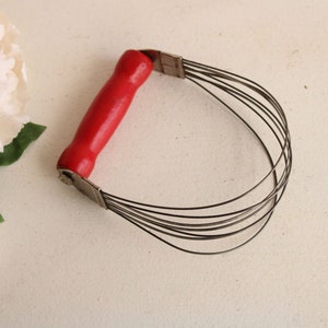 Vintage 1950s Pastry Dough Blender,  Androck Manual Beater Red Wood and Stainless Steel, Vintage Kitchen