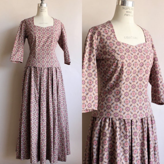 Vintage 1970s Victorian Day Dress ( Skirt and Top)