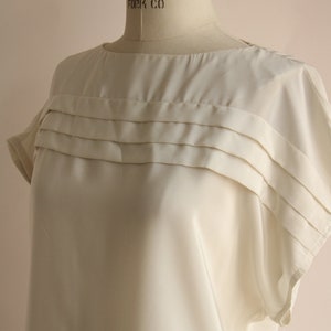 Vintage 1980s Blouse, NWT Kaki Roberts Winter White Shirt, Size Medium image 7