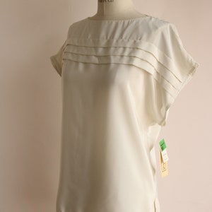 Vintage 1980s Blouse, NWT Kaki Roberts Winter White Shirt, Size Medium image 6