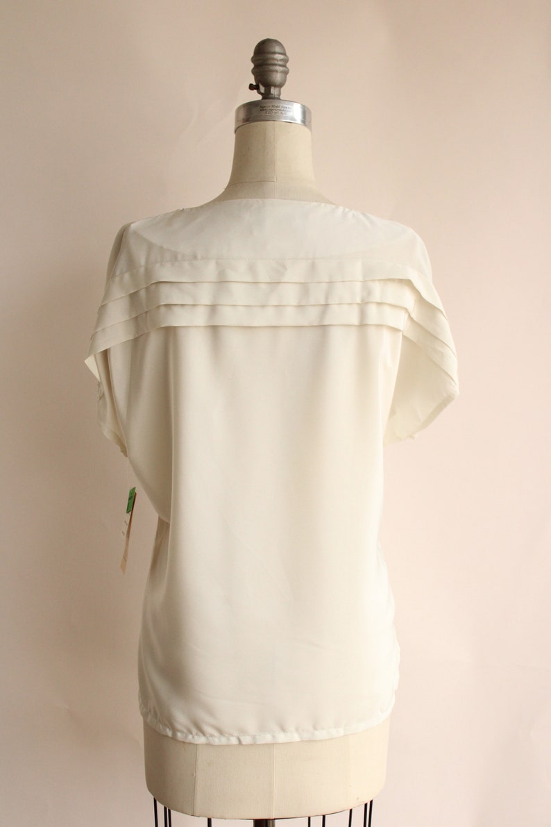 Vintage 1980s Blouse, NWT Kaki Roberts Winter White Shirt, Size Medium image 10