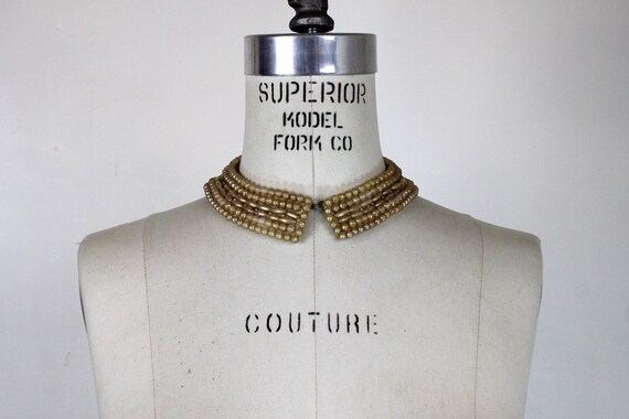 Vintage 1940s 1950s Faux Pearl Collar / Blouse Or