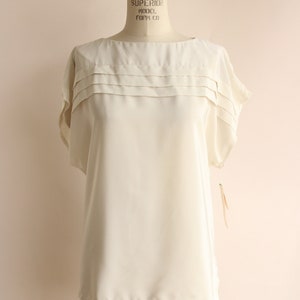 Vintage 1980s Blouse, NWT Kaki Roberts Winter White Shirt, Size Medium image 2