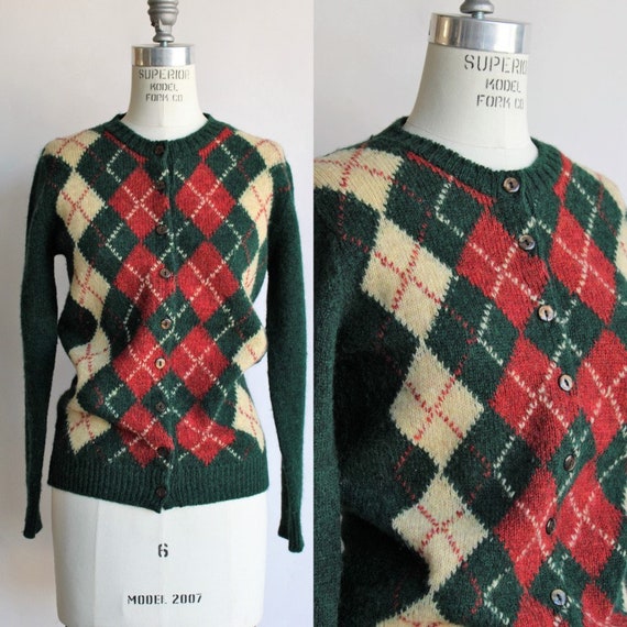 Vintage 1960s Sweater / Brooks Brothers Argyle Car
