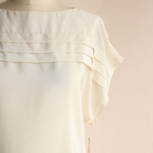 Vintage 1980s Blouse, NWT Kaki Roberts Winter White Shirt, Size Medium image 3